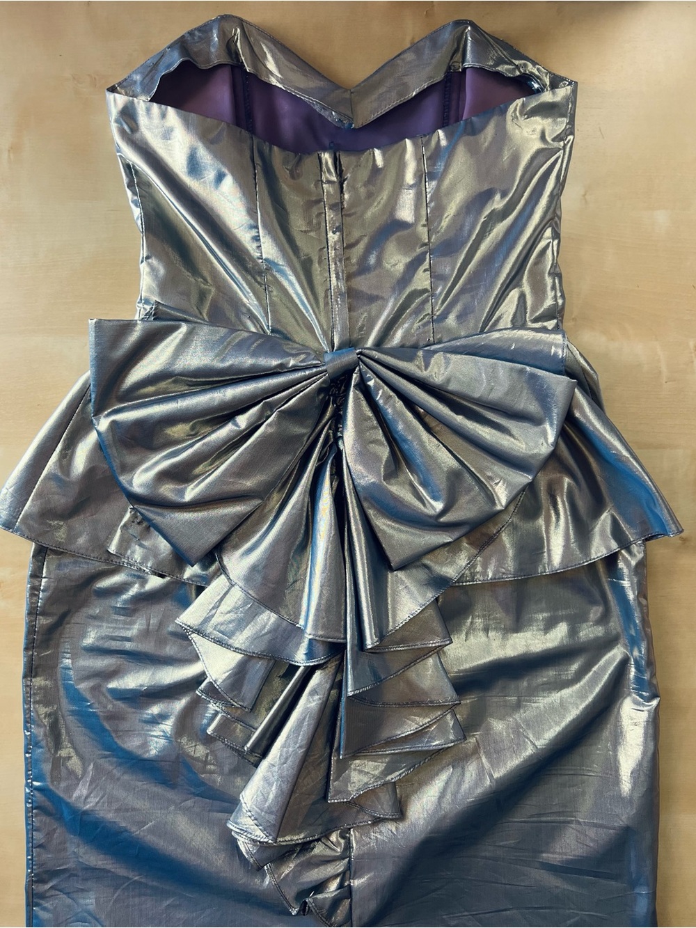 Gunne Sax Vintage 1980s Metallic Silver Lamé Peplum Pencil Cocktail Dress size 7 - Picture 3 of 13